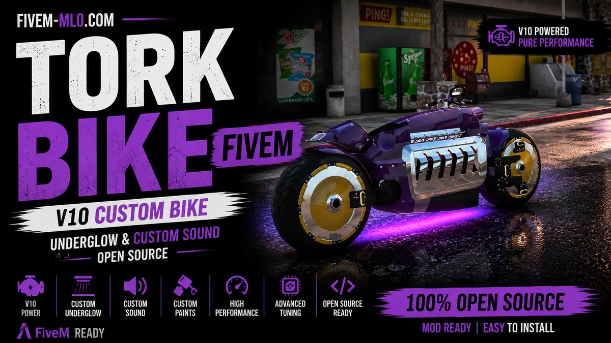 Tork Bike FiveM | V10 Custom Bike with Underglow & Custom Sound | Open Source